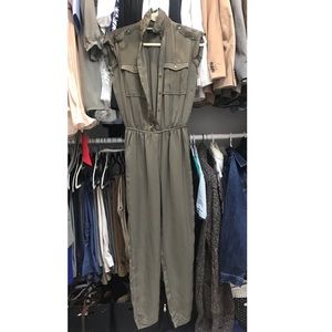 Olive green capped sleeve jumpsuit